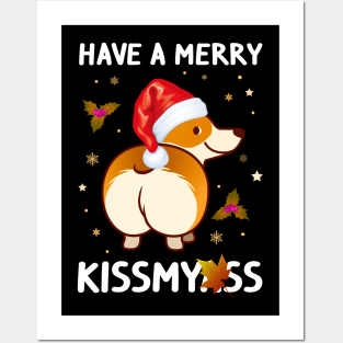 Funny Have A Merry Kissmyass Xmas Gift For Corgi Lover Posters and Art